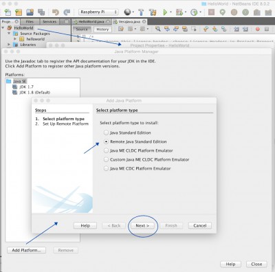 Open Java Platform Manager and add a new Remote Platform