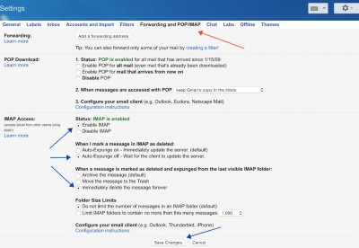 gmail.com account settings for IMAP - Mac Mail client